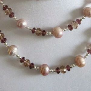 Freshwater Pearl Crystal Long Necklace